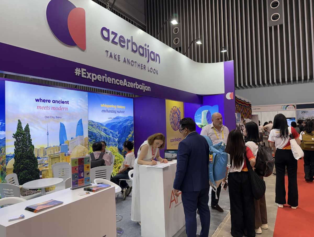 Gian hàng quốc gia của Azerbaijan tại Hội chợ Du lịch Quốc tế Thành phố Hồ Chí Minh (ITE HCMC) 2025 - Ảnh: Đại sứ quán Azerbaijan tại Hà Nội.