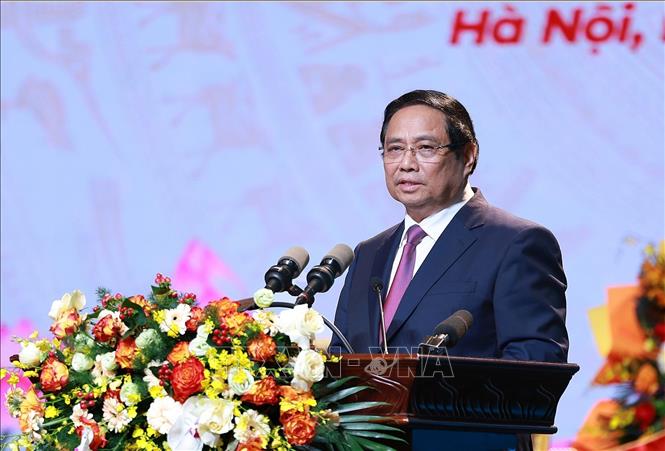 Thủ tướng Phạm Minh Chính phát biểu tại Lễ kỷ niệm 80 năm Ngày thành lập Đài Tiếng nói Việt Nam. TTXVN.