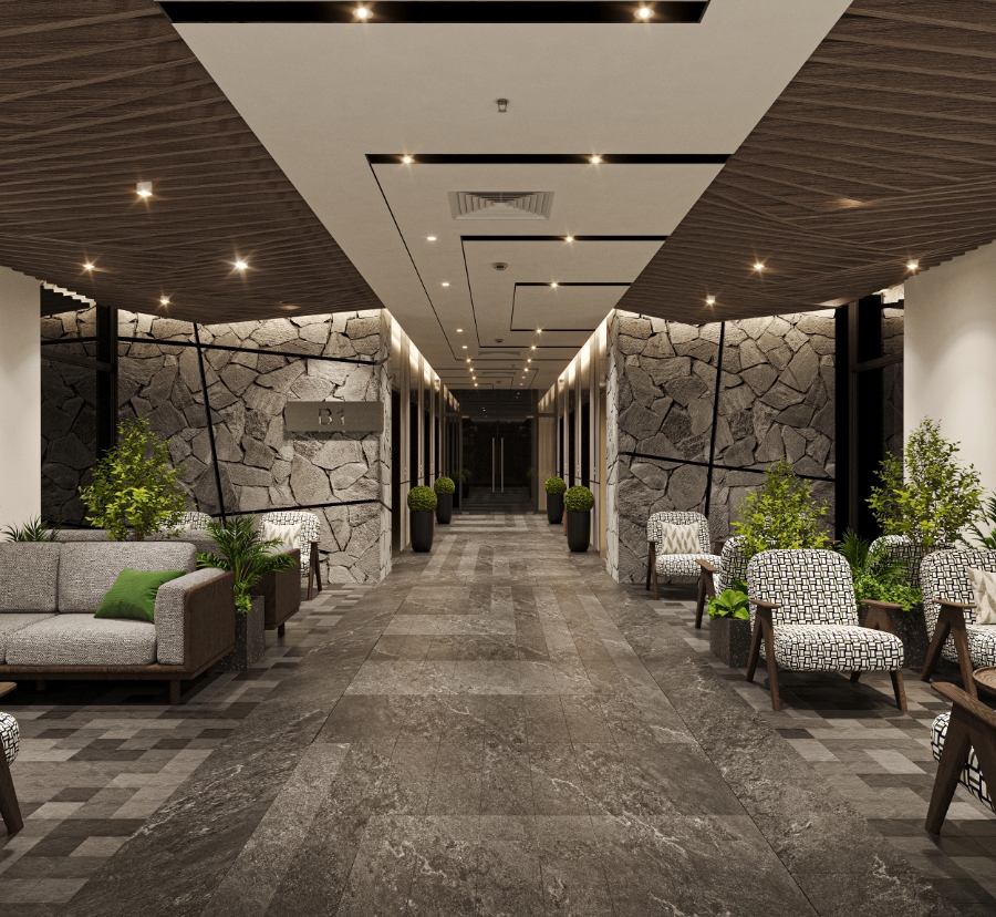 Sảnh đón tại tầng hầm Sky Retreat.