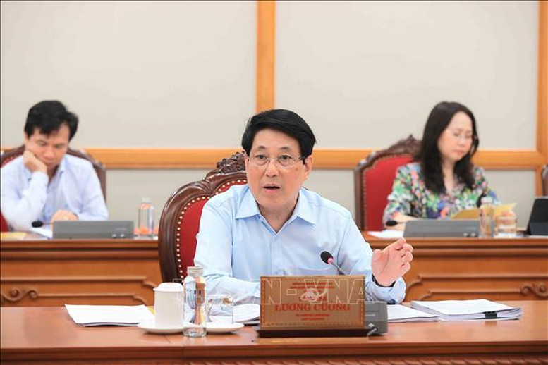 Chủ tịch nước Lương Cường chủ trì làm việc với Ban Thường vụ Tỉnh ủy Đồng Nai - Ảnh: TTXVN