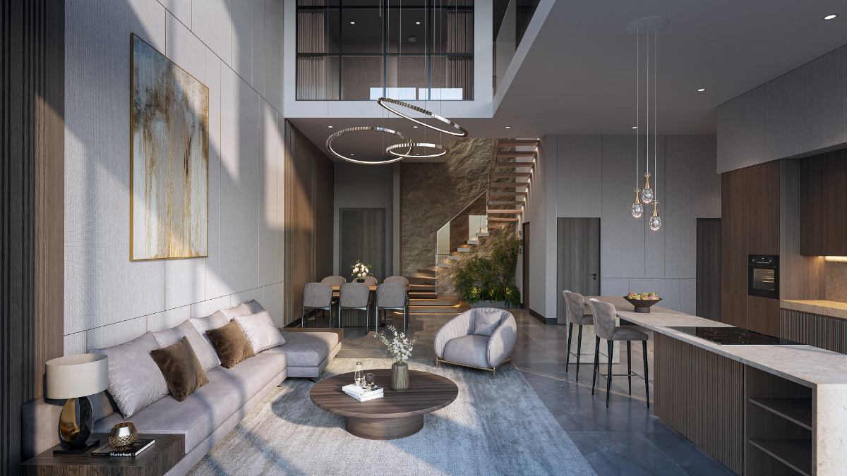 Không gian sang trọng, khoáng đạt nhờ thiết kế thông tầng.