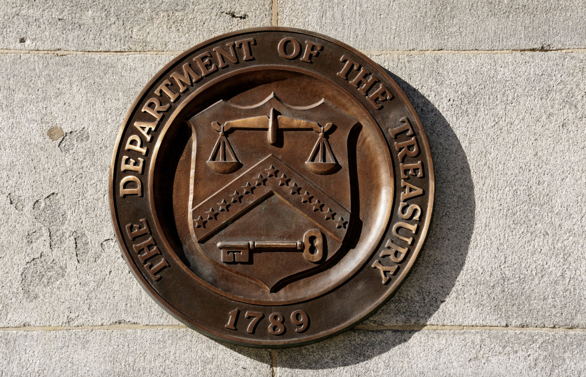 Logo của Bộ Tài chính Mỹ - Ảnh: Reuters.