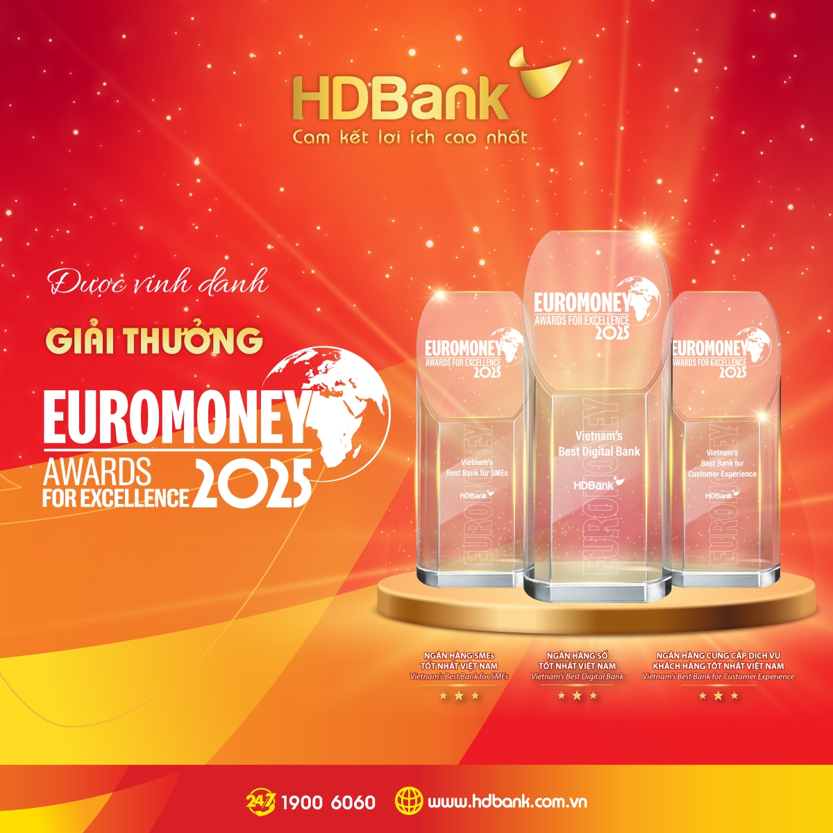 “Cú hat-trick” Euromoney 2025 là sự ghi nhận cho những bước tiến mạnh mẽ của HDBank, khẳng định bản lĩnh tiên phong, khát vọng đổi mới và vị thế quốc tế của ngân hàng Việt Nam.