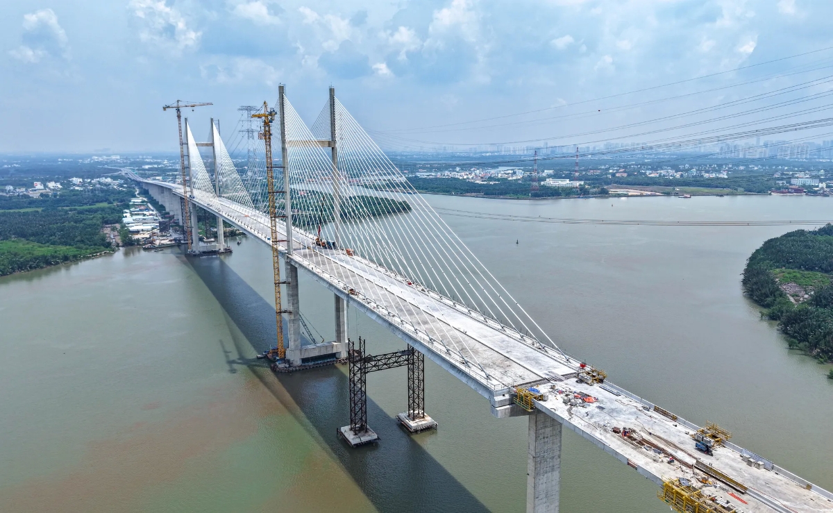 Công trường cầu Bình Khánh trước ngày thử tải, cuối tháng 8/2025. Ảnh: Văn-Ngọc