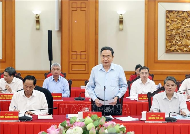 Ông Trần Thanh Mẫn, Uỷ viên Bộ Chính trị, Bí thư Đảng uỷ Quốc hội, Chủ tịch Quốc hội phát biểu. Ảnh: TTXVN.