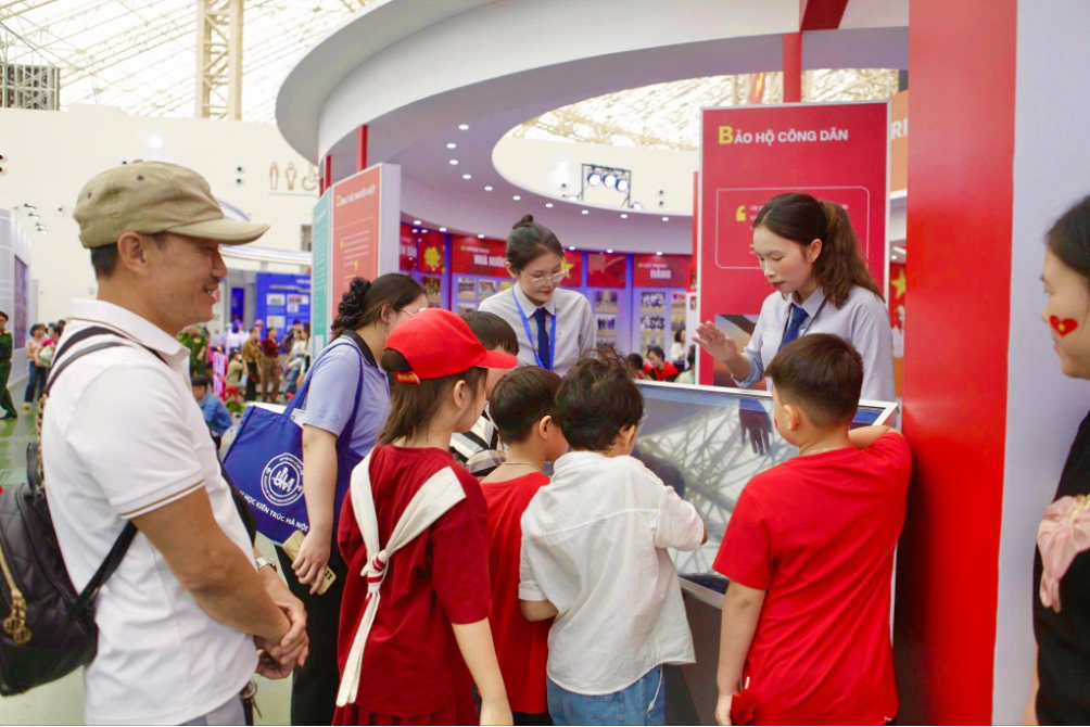 The exhibition includes interactive activities designed for public participation.