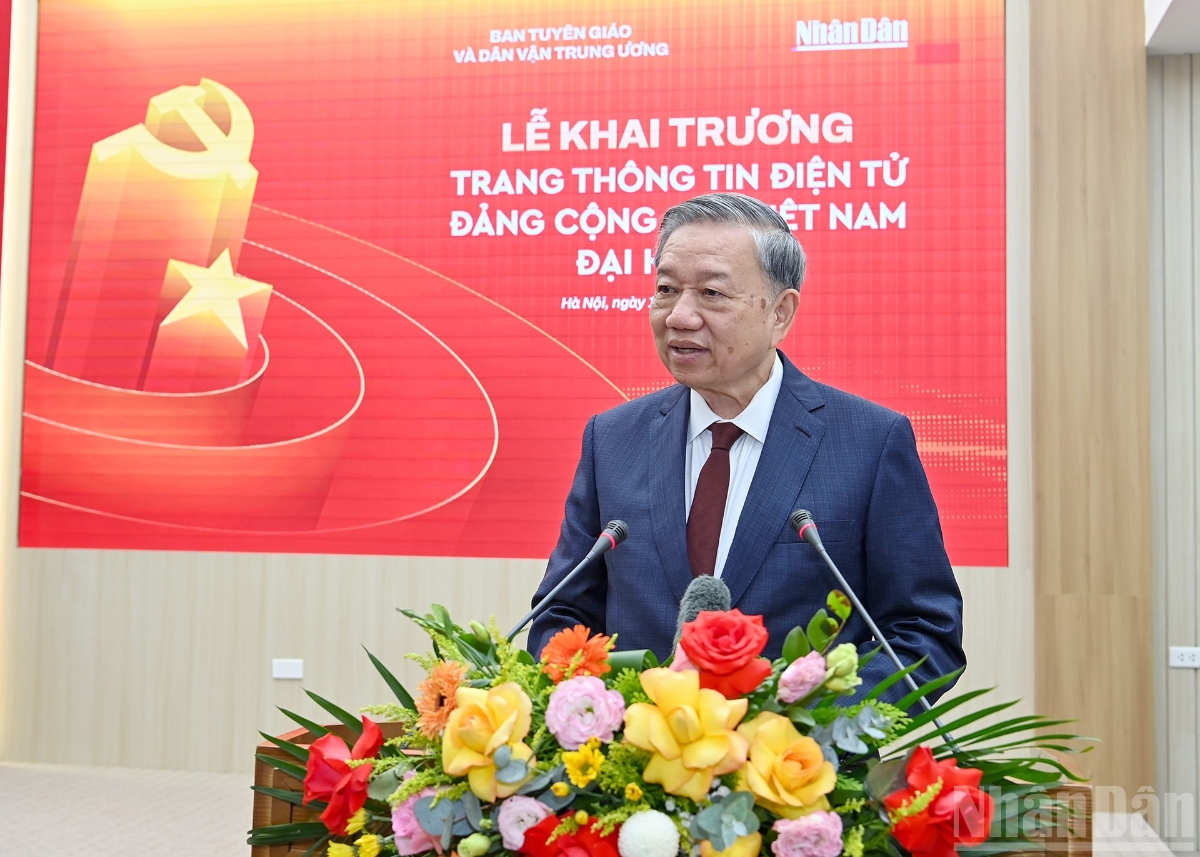 Tổng Bí thư Ban Chấp hành Trung ương Đảng Cộng sản Việt Nam - đồng chí Tô Lâm phát biểu chỉ đạo. Ảnh: Nhân dân.