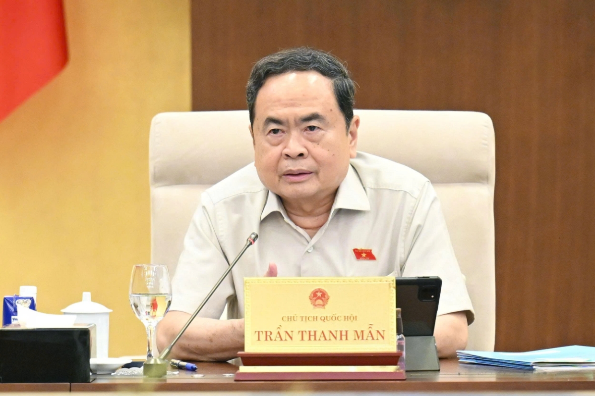 Chủ tịch Quốc hội Trần Thanh Mẫn cho ý kiến vào dự án Luật Phá sản (sửa đổi). Ảnh: Quốc hội.