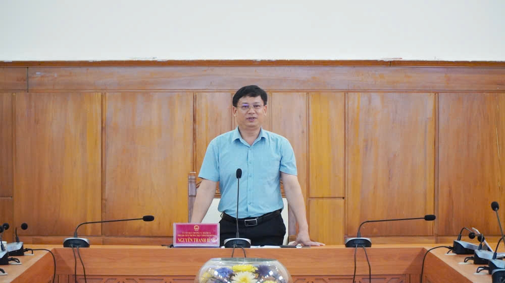 Phó Chủ tịch Thường trực UBND thành phố Huế Nguyễn Thanh Bình phát biểu tại hội nghị.