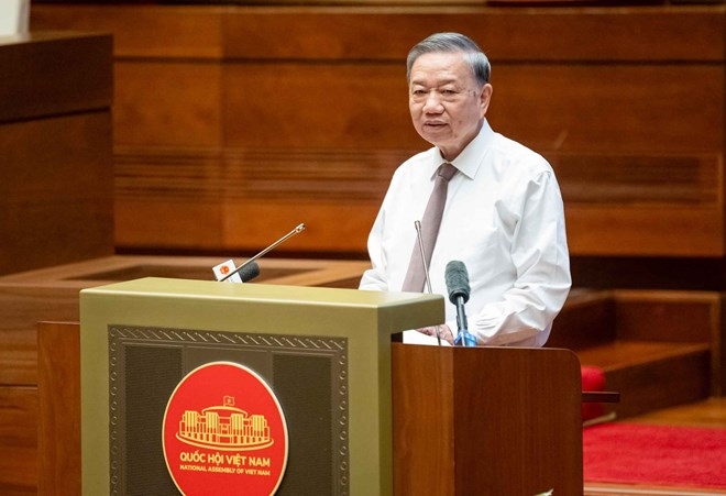 Tổng Bí thư Tô Lâm phát biểu chỉ đạo tại Hội nghị chuyên đề "Bình dân học vụ số - Quốc hội số: Khung kiến thức, kỹ năng số cho Quốc hội hiện đại". Ảnh: Phạm Thắng