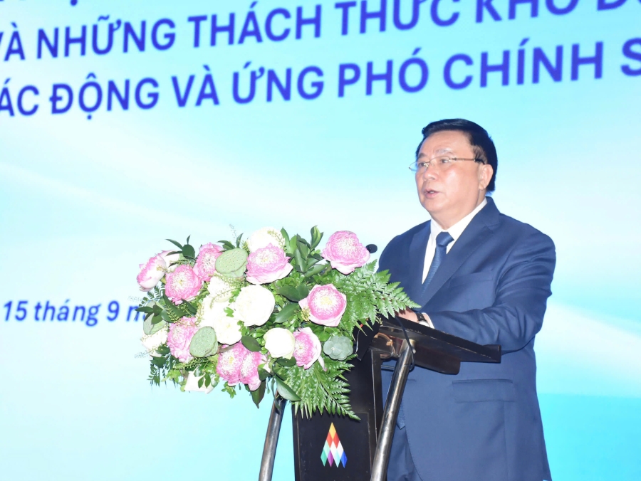 Ủy viên Bộ Chính trị, Giám đốc Học viện Chính trị quốc gia Hồ Chí Minh, Chủ tịch Hội đồng Lý luận Trung ương Nguyễn Xuân Thắng. 