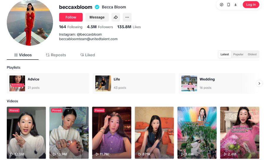 Becca Bloom - một influencer giàu có nổi bật trong giới 