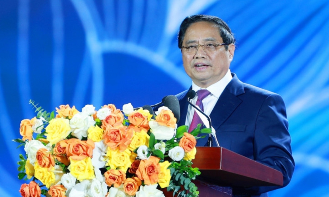 Thủ tướng Chính phủ Phạm Minh Chính  phát biểu tại Lễ bế mạc Triển lãm thành tựu đất nước “80 năm hành trình Độc lập - Tự do - Hạnh phúc” . Ảnh: TTXVN