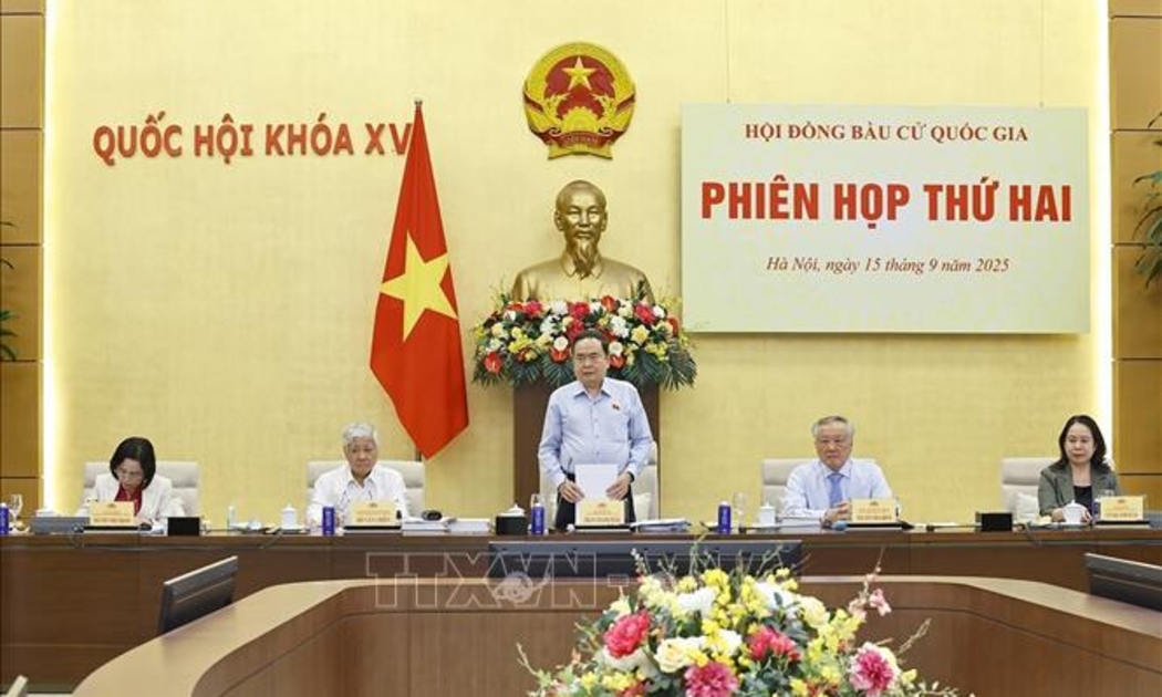 Chủ tịch Quốc hội Trần Thanh Mẫn, Chủ tịch Hội đồng Bầu cử quốc gia phát biểu. Ảnh: TTXVN.