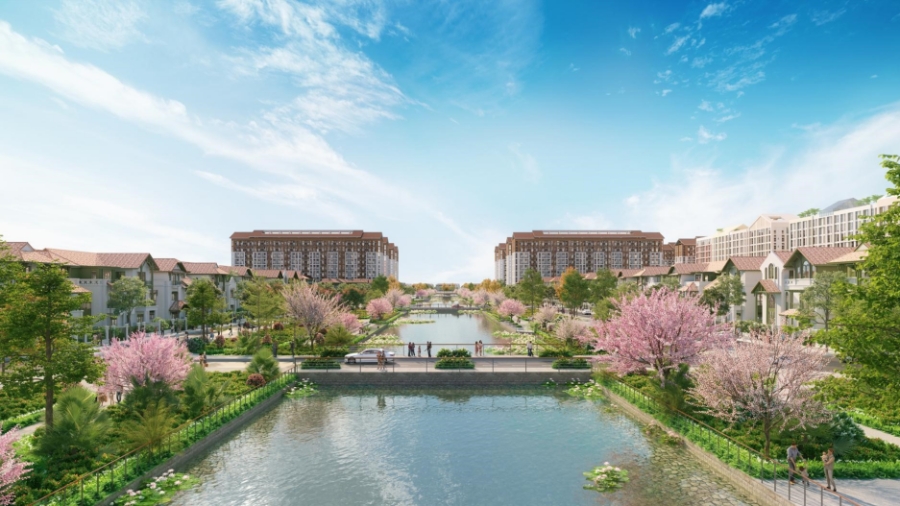 Đại lộ hoa 10ha tâm điểm cảnh quan và thương mại của Flora Avenue. (Ảnh: Sun Property).