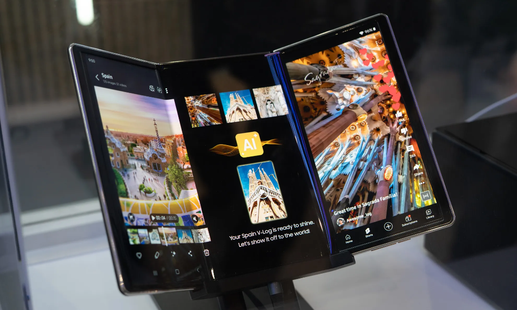 Một phiên bản rò rỉ mẫu gập ba của Samsung 