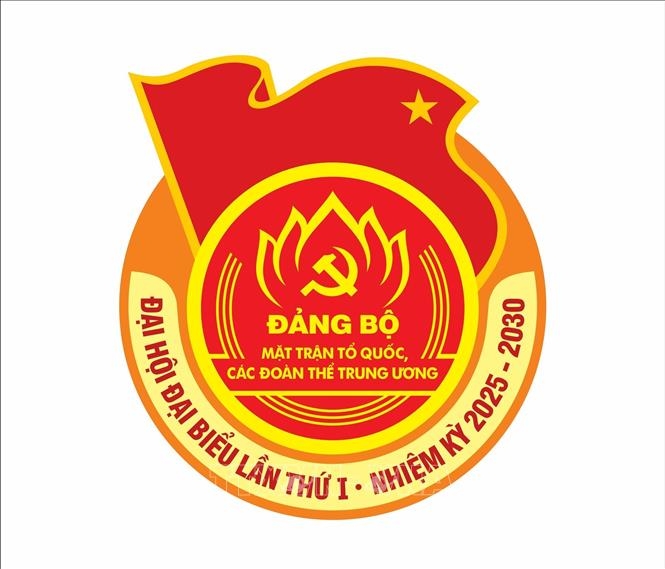 Logo chính thức Đại hội đại biểu Đảng bộ Mặt trận Tổ quốc, các đoàn thể Trung ương lần thứ I, nhiệm kỳ 2025-2030. Ảnh: TTXVN.