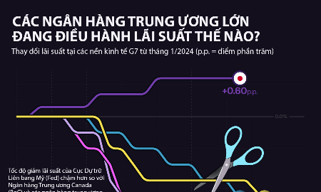 Những lần điều chỉnh lãi suất của Fed và các ngân hàng trung ương G7 hai năm qua