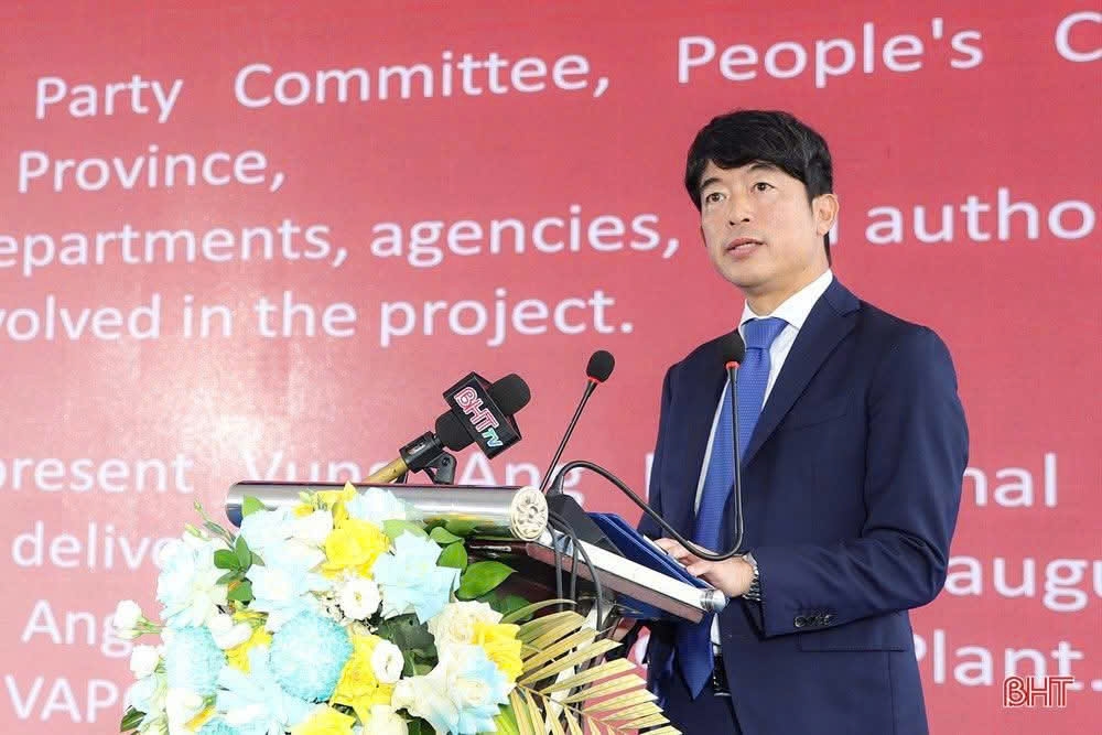 Tổng Giám đốc Công ty TNHH Nhiệt điện Vũng Áng II Go Fukushima phát biểu tại buổi lễ.