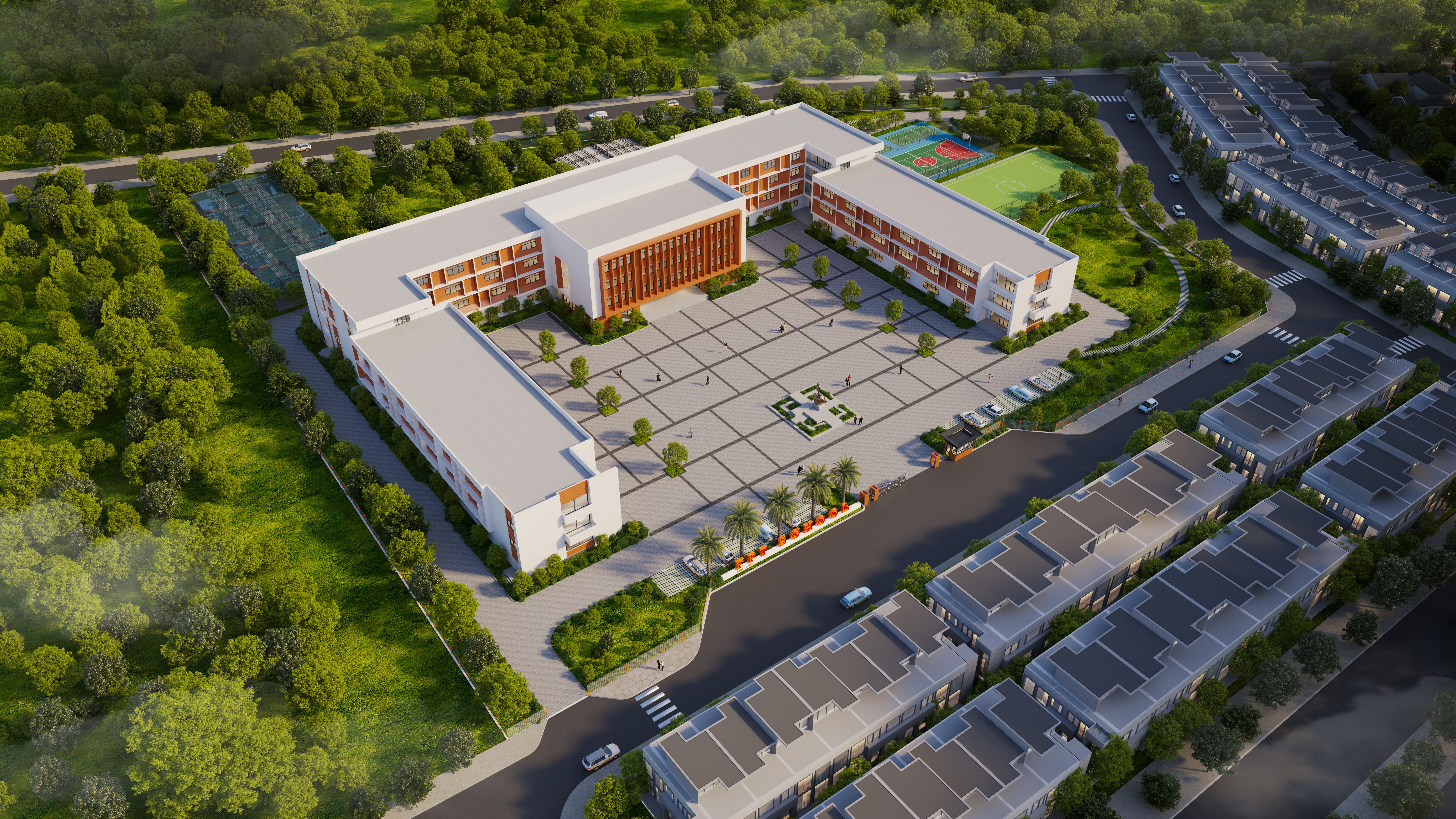 Trường Tiểu học, THCS & THPT FPT Vinh nằm giữa đại công viên xanh Eco Central Park.