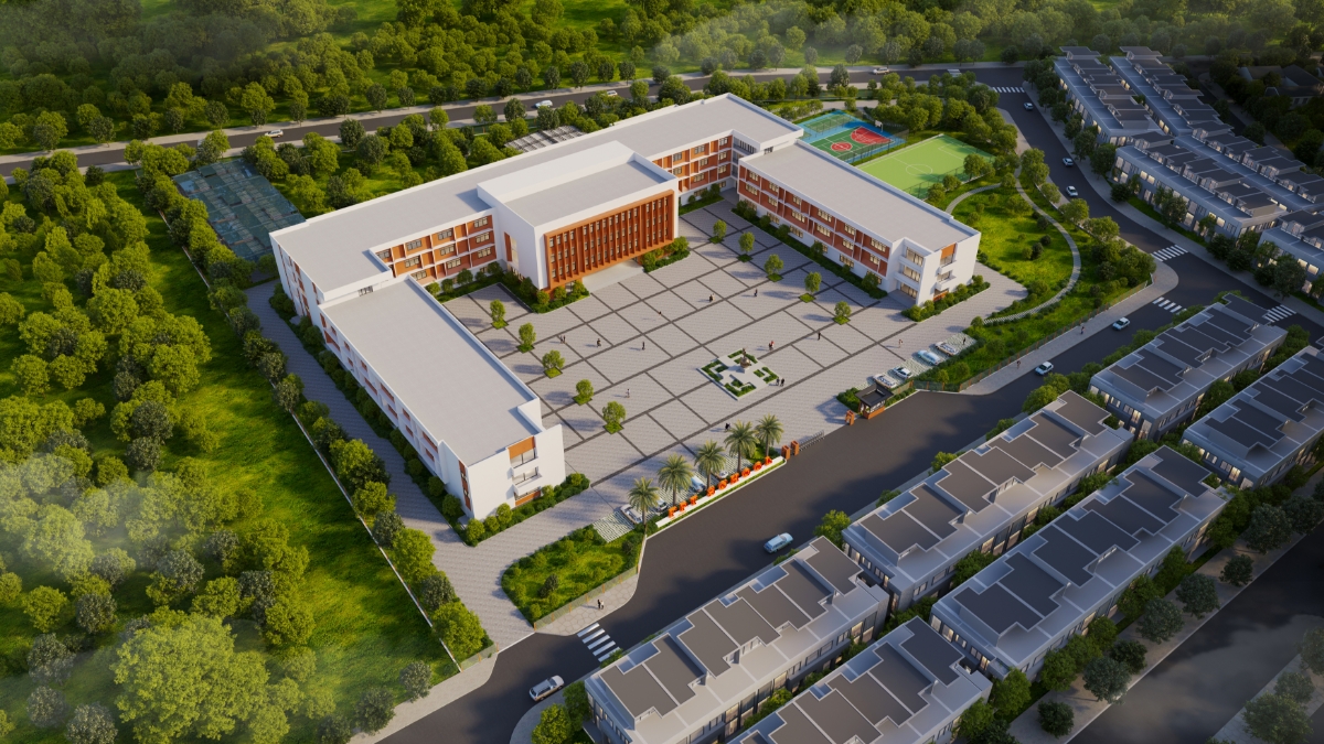 Trường Tiểu học, THCS & THPT FPT Vinh nằm giữa đại công viên xanh Eco Central Park.