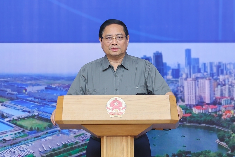 Thủ tướng Chính phủ Phạm Minh Chính, Chủ tịch Hội đồng điều phối vùng Đồng bằng sông Hồng, chủ trì Hội nghị lần thứ 6 của Hội đồng. Ảnh: VGP