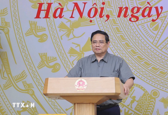 Thủ tướng Chính phủ Phạm Minh Chính chủ trì phiên họp. Ảnh: TTXVN