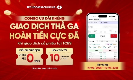 TCBS tung ưu đãi “khủng”: Hoàn tiền đến 40 triệu đồng khi giao dịch cổ phiếu