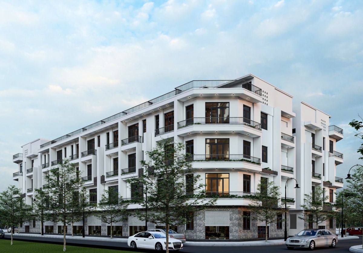 Một góc dự án với những căn nhà thông thoáng, đường nhựa rộng rãi.