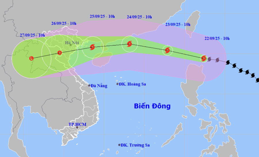 Dự báo đường đi của siêu bão Ragasa.