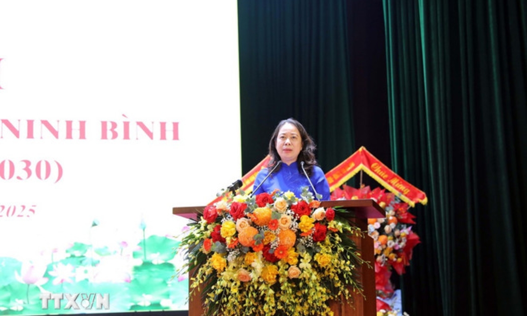 Phó Chủ tịch nước Võ Thị Ánh Xuân, Phó Chủ tịch thứ nhất Hội đồng Thi đua-Khen thưởng Trung ương, phát biểu chỉ đạo Đại hội. Ảnh: TTXVN.
