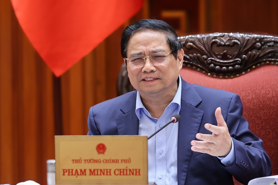 Thủ tướng Chính phủ Phạm Minh Chính phát biểu kết luận cuộc họp. 