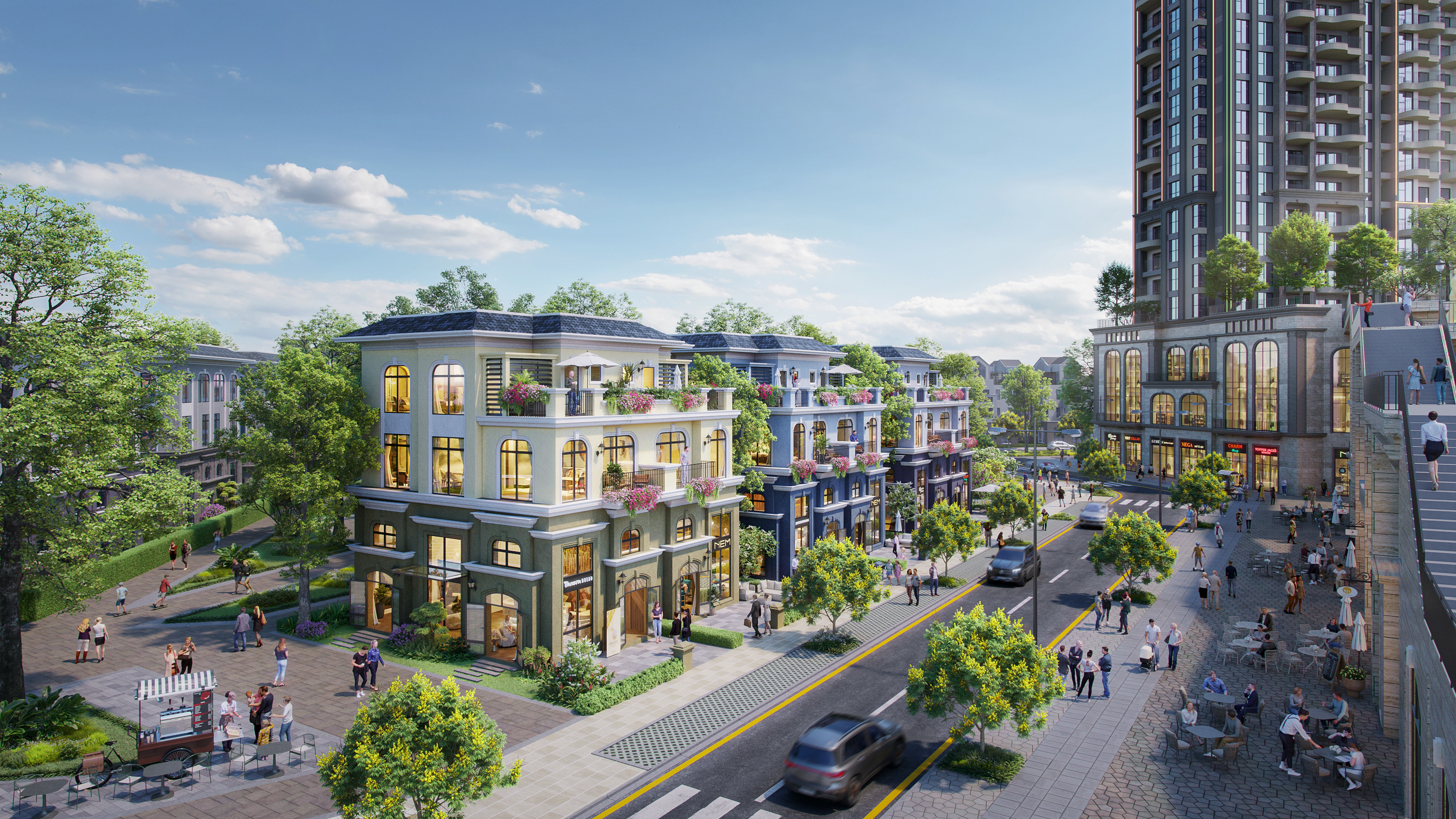 The Campus 2 hấp dẫn nhờ đối diện 3 tầng khối đế thương mại Central Park Residences.