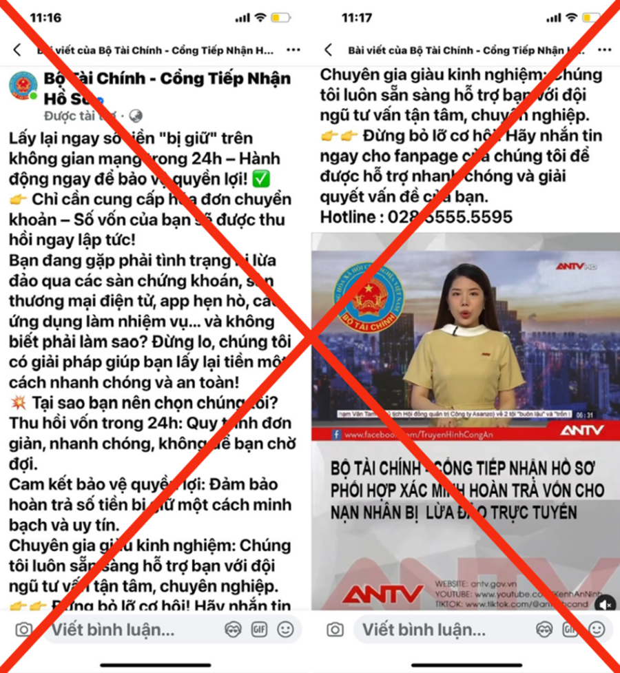 Trang facebook giả mạo Bộ Tài chính.