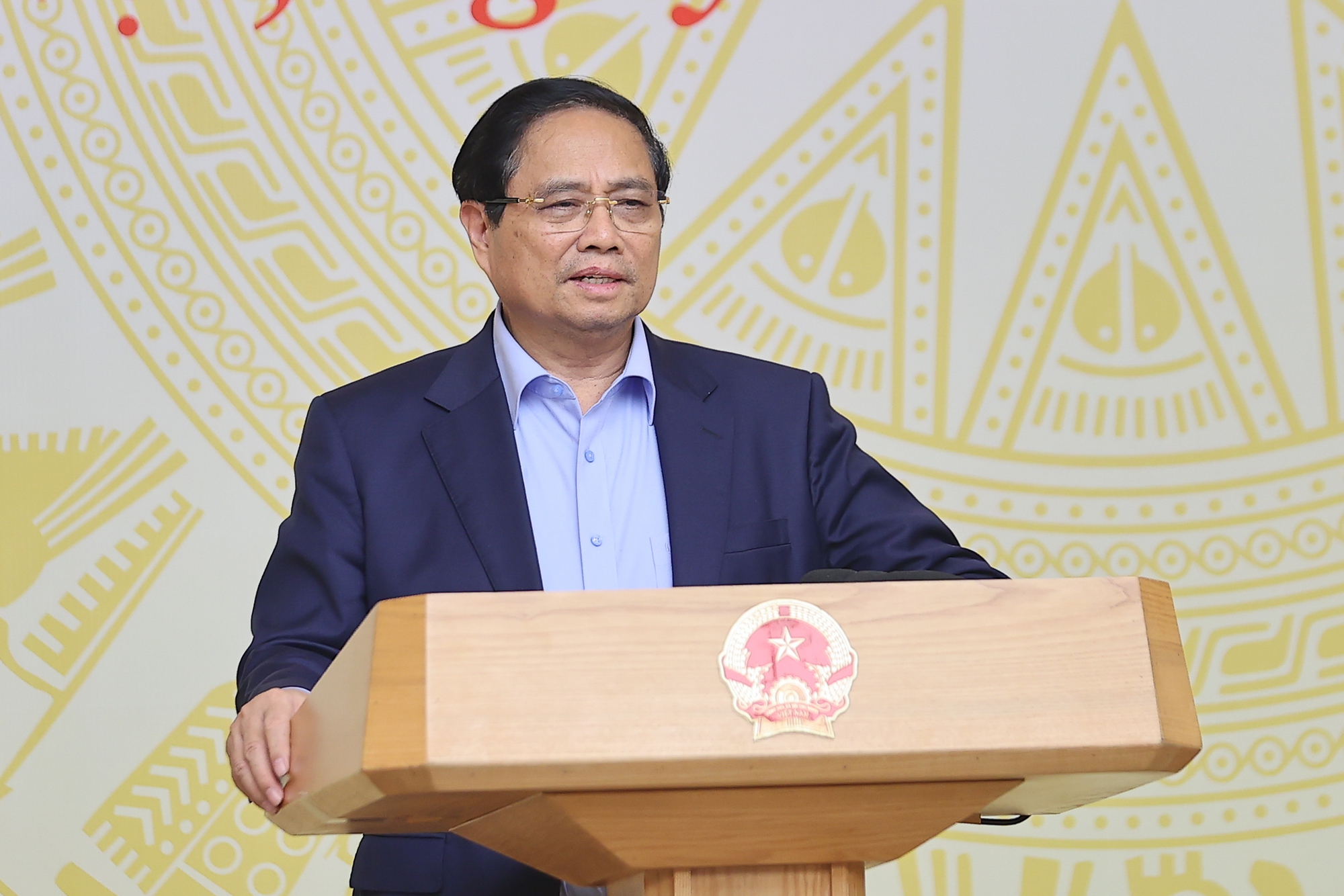 Thủ tướng Phạm Minh Chính: "Phát triển ngành thủy sản và chống khai thác IUU là nhiệm vụ cấp bách, quan trọng, thường xuyên, có ý nghĩa lâu dài, bền vững". Ảnh VPG.