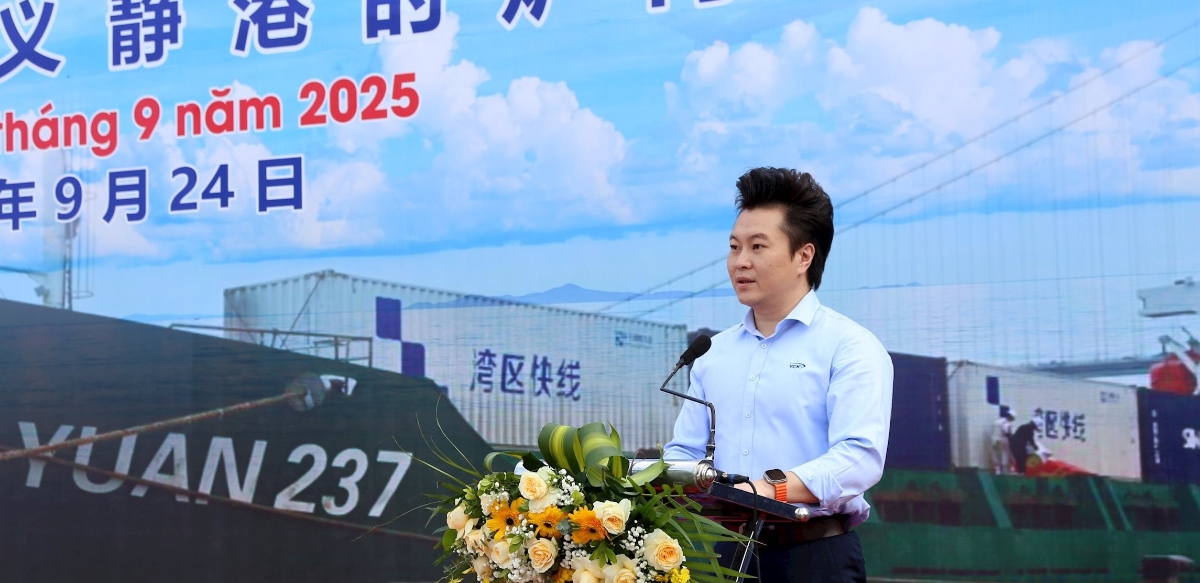 Ông Sun Yan Yin, Phó Tổng Giám đốc Hãng tàu YCKY, phát biểu tại buổi lễ. Ảnh: Xuân Hoàng.