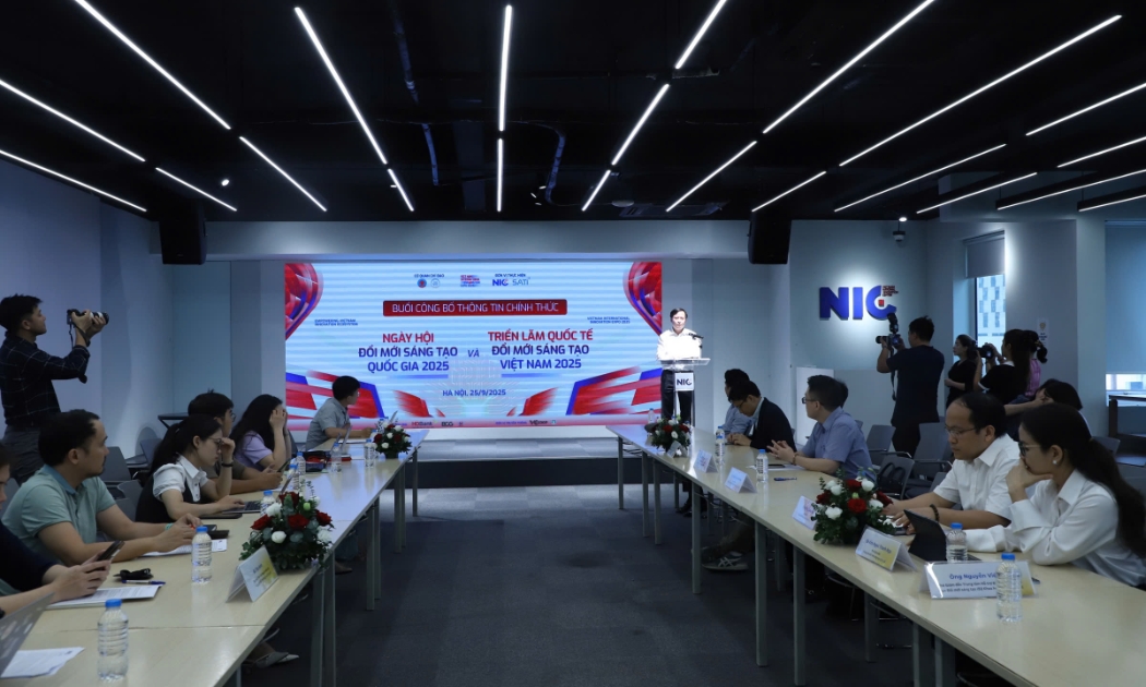 Toàn cảnh buổi công bố thông tin về Ngày hội Đổi mới sáng tạo Quốc gia 2025 và Triển lãm quốc tế Đổi mới sáng tạo Việt Nam 2025.
