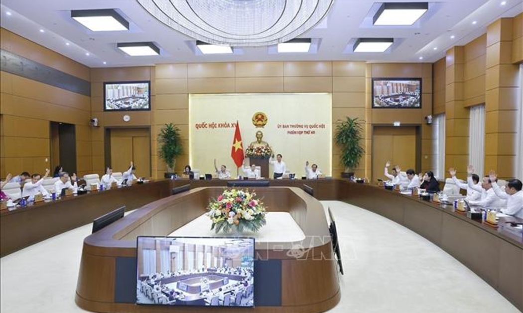 Ủy ban Thường vụ Quốc hội biểu quyết. Ảnh: TTXVN