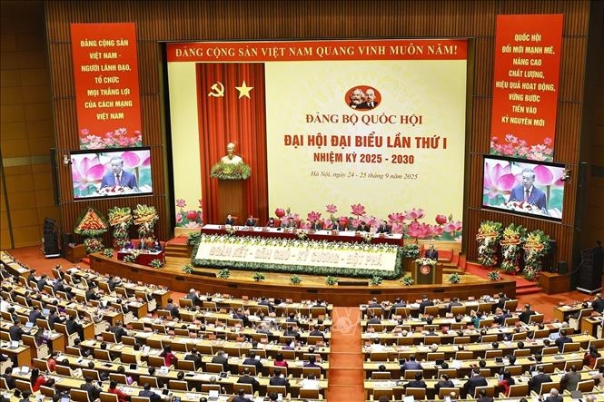 Tổng Bí thư Tô Lâm phát biểu chỉ đạo Đại hội đại biểu Đảng bộ Quốc hội lần thứ nhất. Ảnh: TTXVN