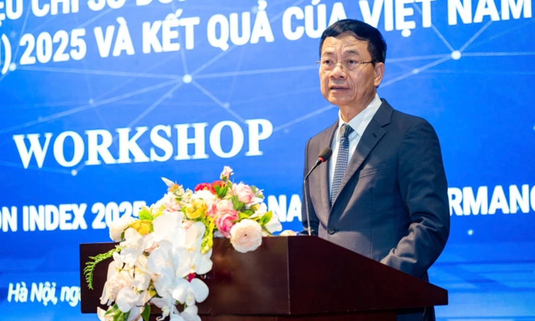 Bộ trưởng Nguyễn Mạnh Hùng phát biểu khai mạc Hội thảo. 