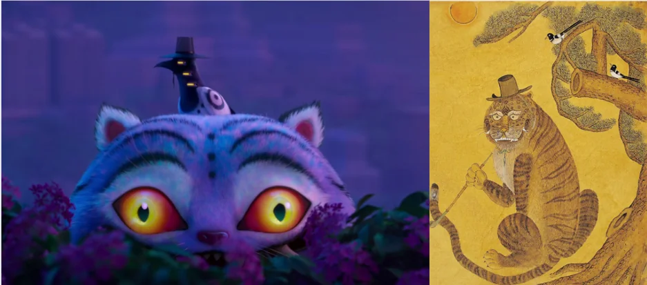 Chú hổ xanh kỳ lạ và chim ác là ba mắt trong phim được lấy cảm hứng từ tranh dân gian Hàn Quốc.