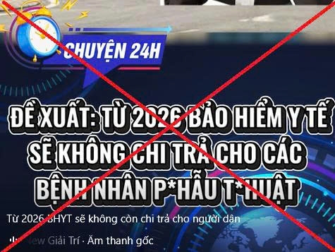 Thông tin giả mạo về chính sách bảo hiểm y tế được đăng tải trên Facebook. Ảnh: Bảo hiểm xã hội Việt Nam.
