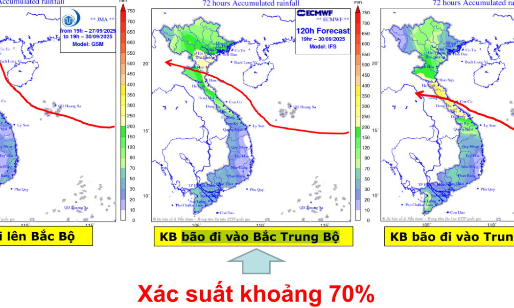 Xác suất bão số 10 đổ bộ vào Bắc Trung Bộ khoảng 70%