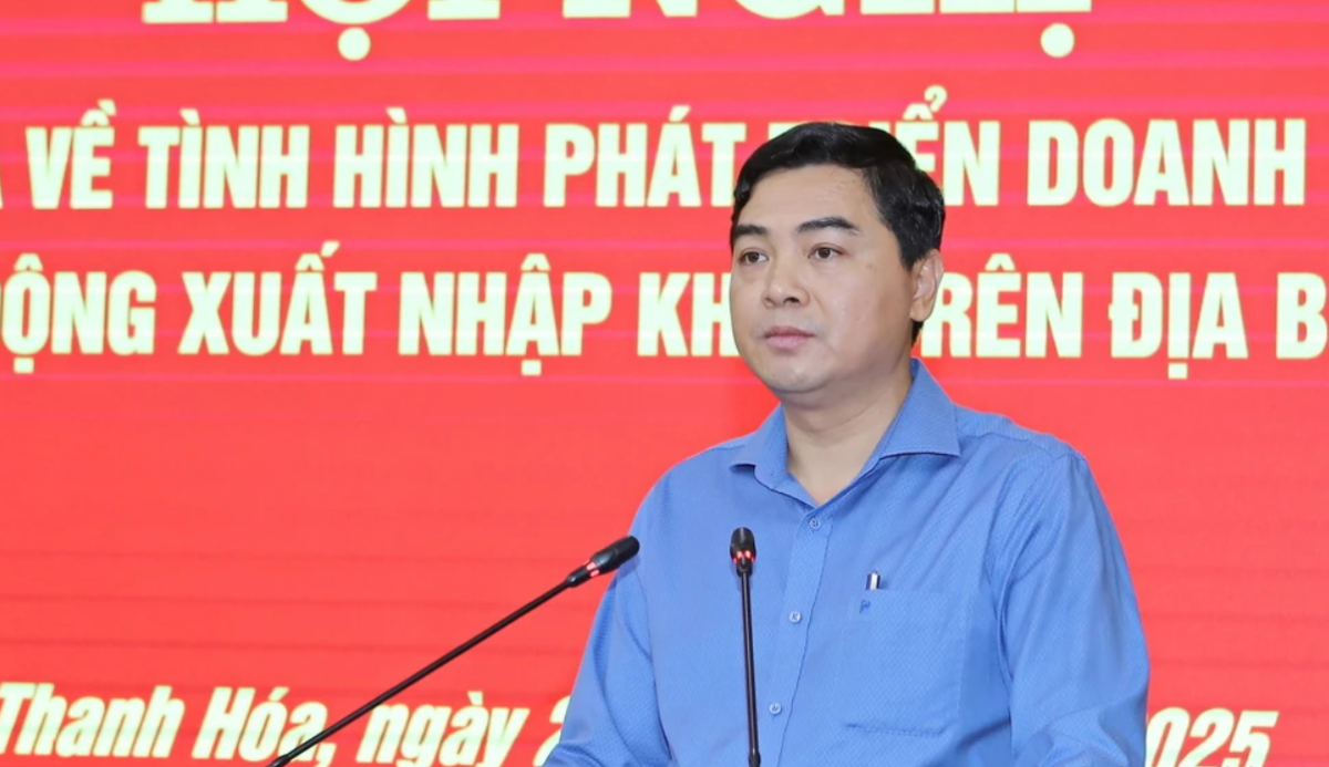 Chủ tịch UBND tỉnh Thanh Hoá Nguyễn Hoài Anh phát biểu tại hội nghị.