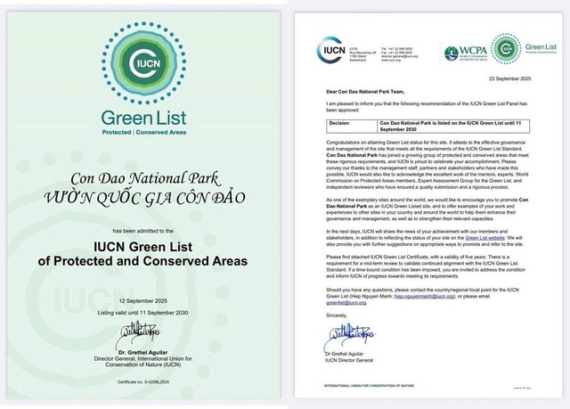 Con Dao National Park named in the IUCN Green List
