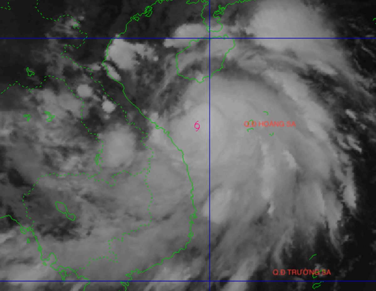 Ảnh chụp vệ tinh mây bão số 10. Nguồn: Trung tâm Dự báo khí tượng thủy văn quốc gia.