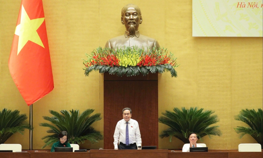 Chủ tịch Quốc hội Trần Thanh Mẫn chủ trì hội nghị. Ảnh: ĐBND