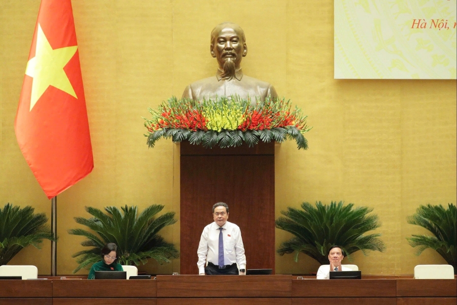 Chủ tịch Quốc hội Trần Thanh Mẫn chủ trì hội nghị. Ảnh: ĐBND