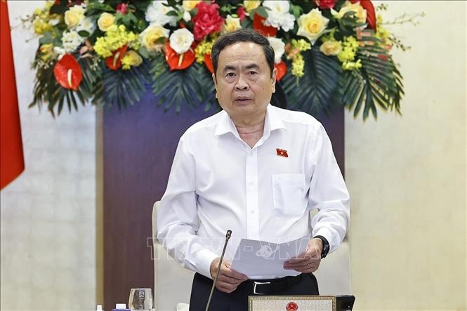 Chủ tịch Quốc hội Trấn Thanh Mẫn phát biểu bế mạc Phiên họp. Ảnh: TTXVN.