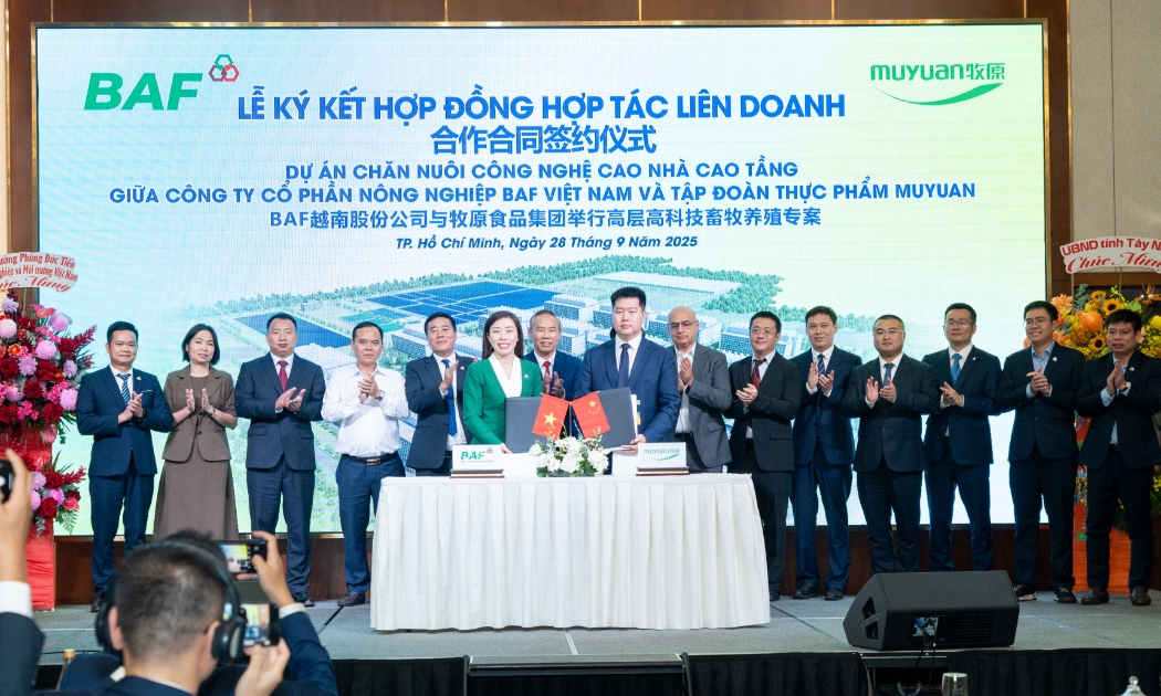 Lễ ký kết hợp tác liên doanh dự án chăn nuôi công nghệ cao nhà cao tầng giữa BAF Việt Nam và Tập đoàn Muyuan